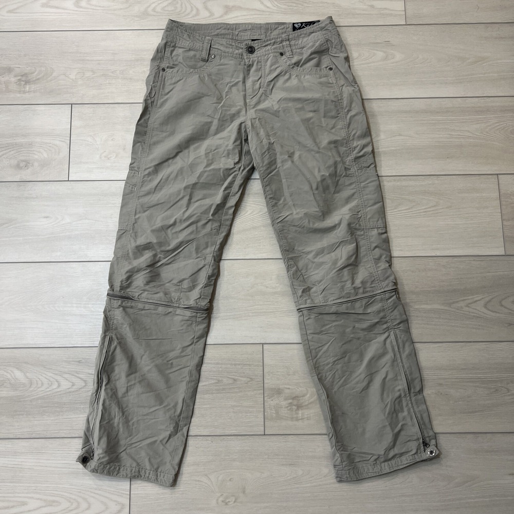 Kuhl Cargo Pants Women's Khaki‎ Nylon Blend Straight Leg Zip Off Outdoor Size 8